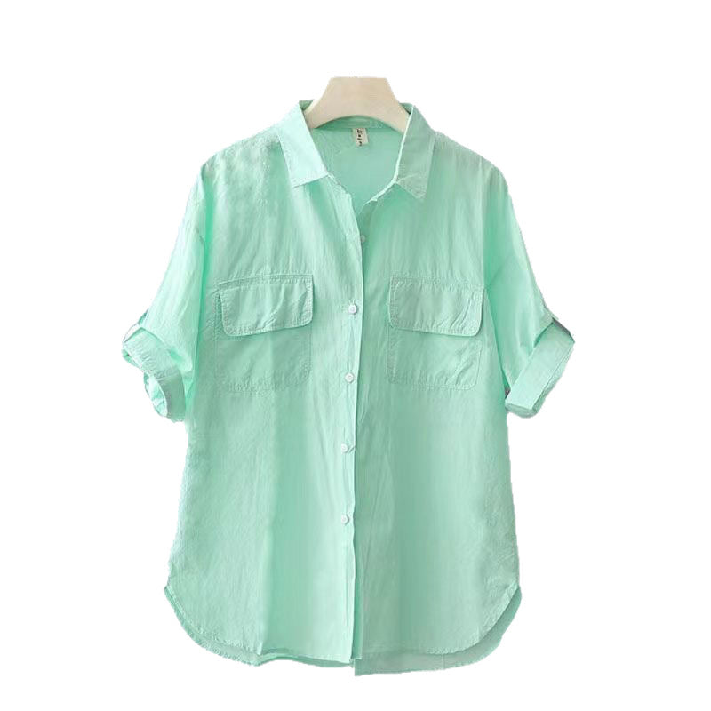 Korean-style Solid-color Age-reducing Blouse With Elegant Style