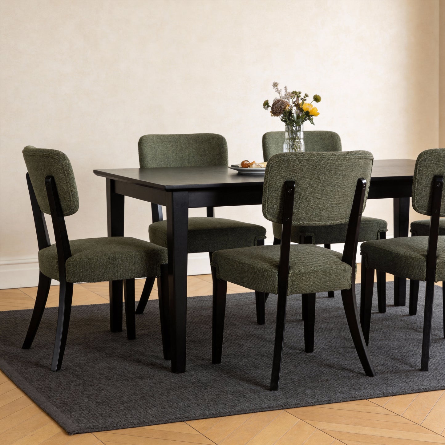 Modern Armless Dining Chairs Set Of 2, Green, Contemporary Side Chairs With Wood Legs   Versatile Accent Chairs For Dining Room, Kitchen, Or Living Room