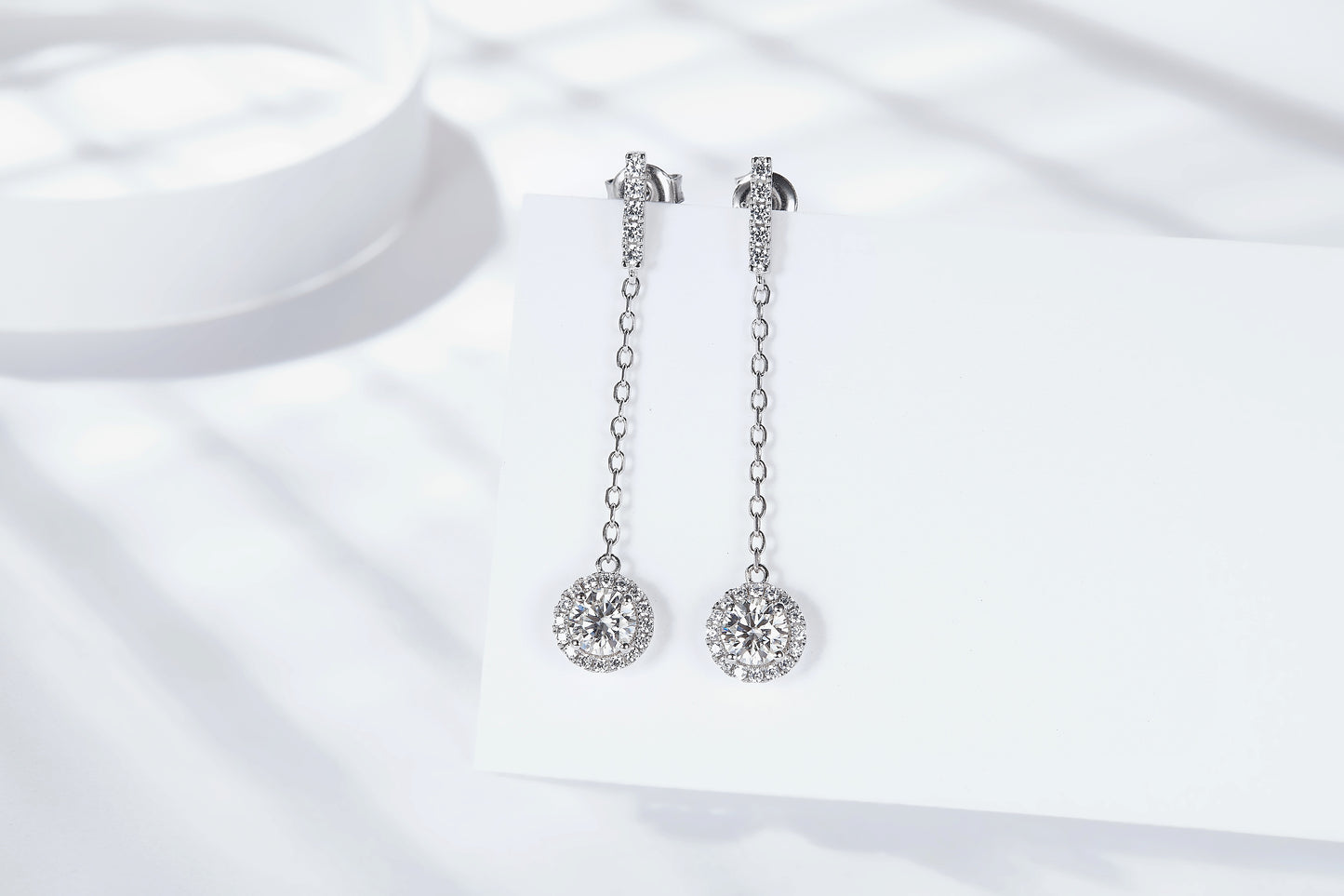 S925 Sterling Silver Moissanite Dangle Earrings 0.5 Or1CT  Platinum Plated Chain Drop With Halo Setting & GRA Certificate Elegant Jewelry Gift Box Set For Women