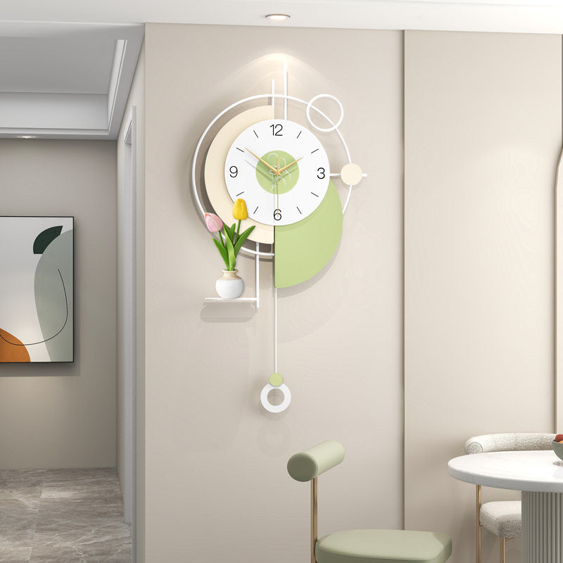 Modern Pastel Wall Clock Minimalist Pendulum Tulip Decorative Home Accent
