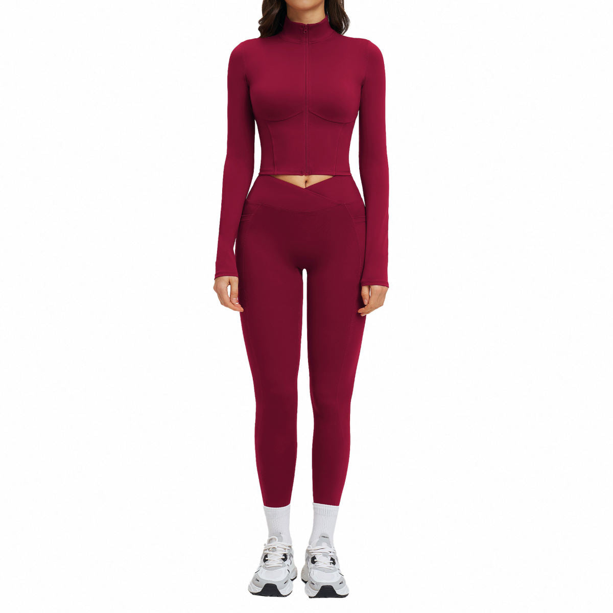 Nude-Feel Yoga Set Zipper Tight-Fit