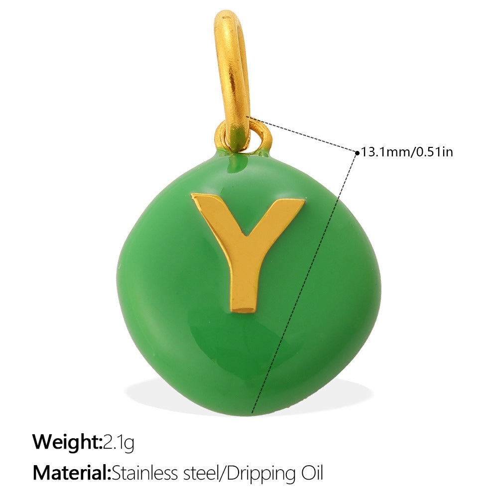Dopamine Color Blending 26 Letter Bead Bead Pendant - Stainless Steel - Suitable For DIY Hand Chains And Necklaces Accessories