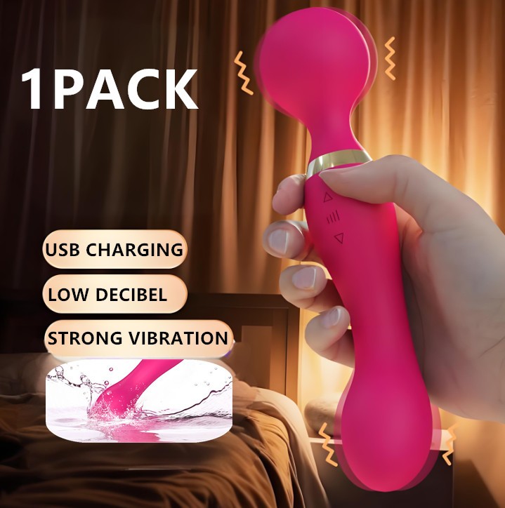 Multi-Speeds-Silicone-Double-Head-Full-Body-Massager-Vibrator-Mute Rechargeable