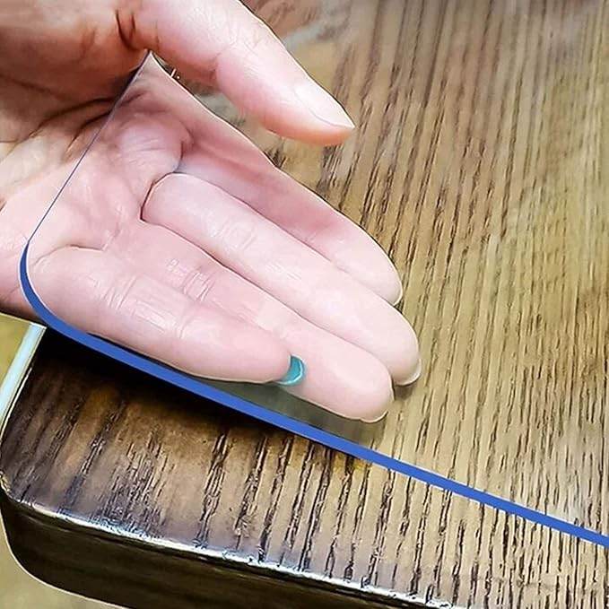 Clear Table Protector Mat -1.5mm Thickness Waterproof Heavy Duty PVC Table Cover For Dining Table & Kitchen