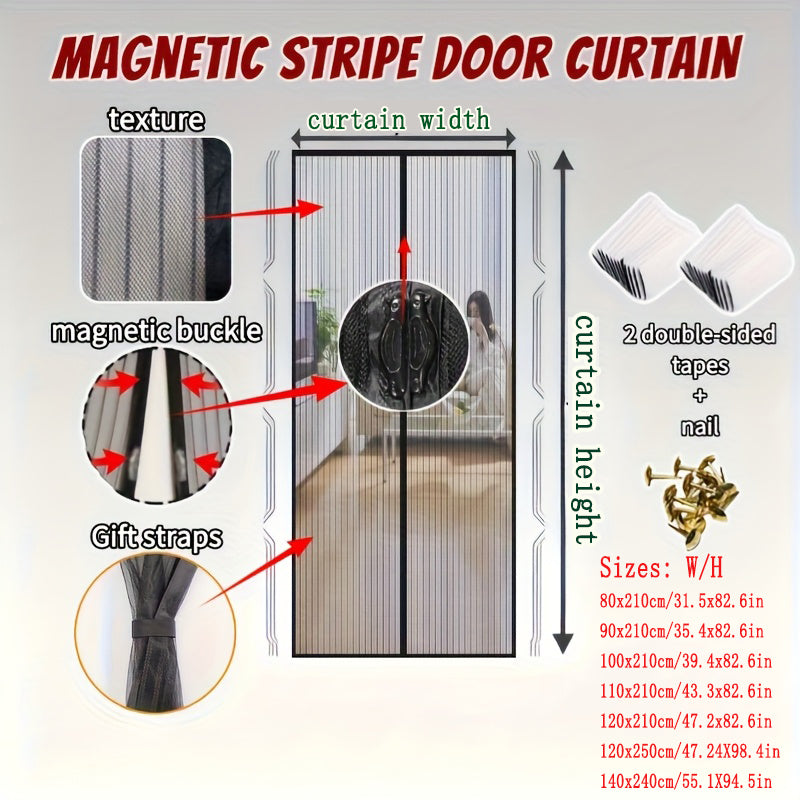 Magnetic Screen Door With Strong Magnetic Closure - No Drilling Required, Hands-free Sliding Door Curtain, Suitable For Indoor Outdoor Use - Heavy-duty Mosquito Netting, Perfect For Front And Back Doo