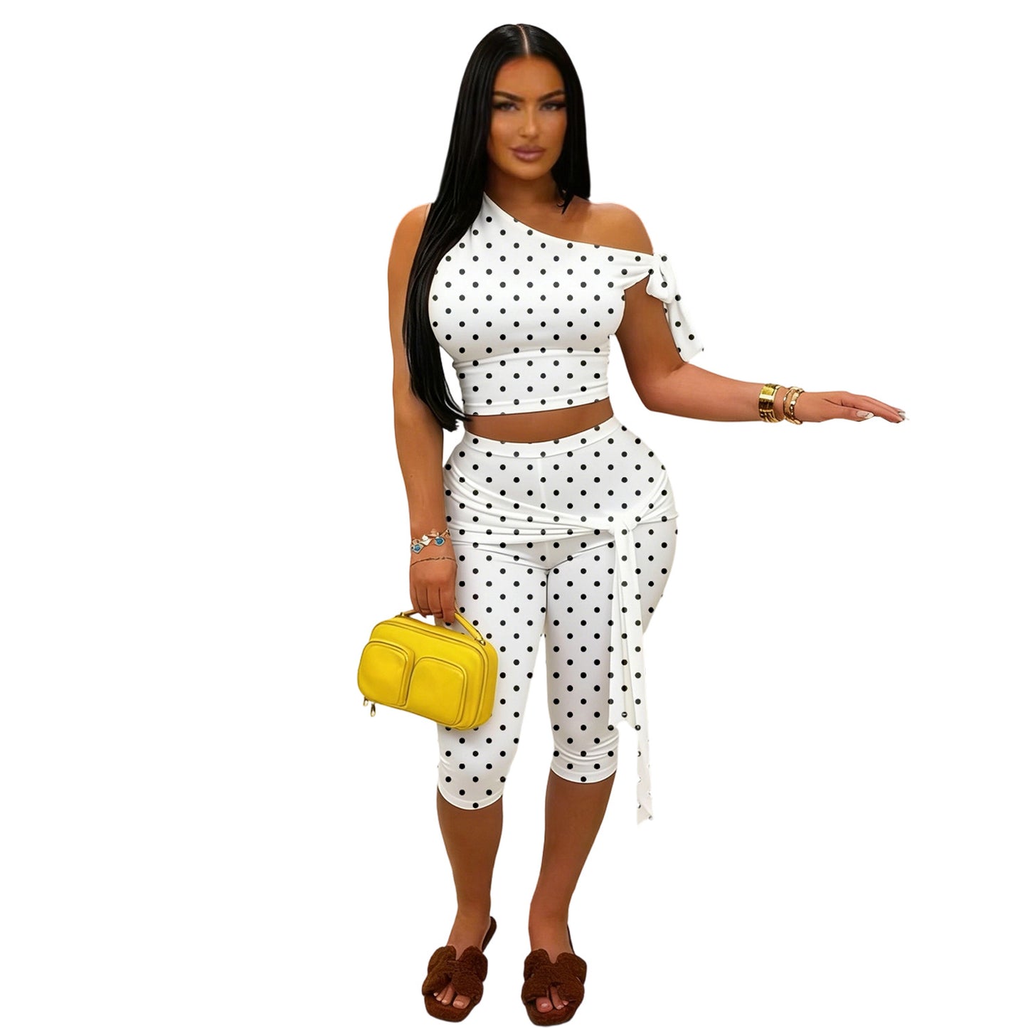 Fashion Casual Two-piece Set With A One-shoulder Strap Design