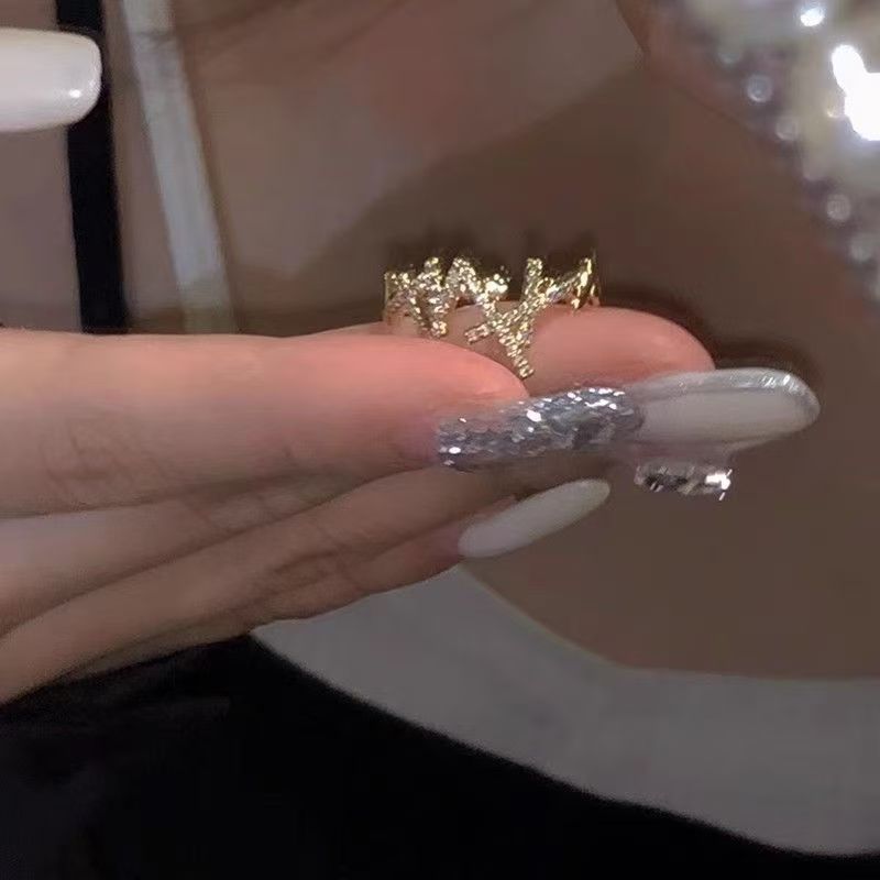 2PC Y2K Bling Zircon Open Ring, Korean & Japanese Style, Elegant All-Match, Minimalist INS Niche Index Finger Ring