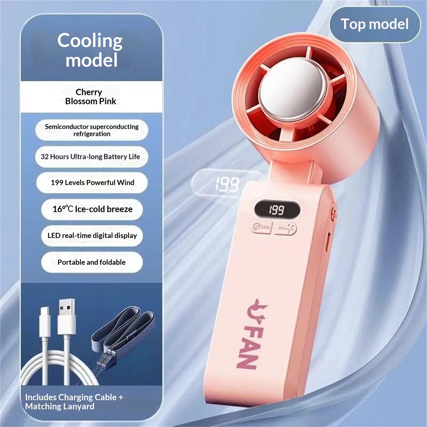 Ice Pack Refrigeration Charging Small Fan With Long Battery Life
