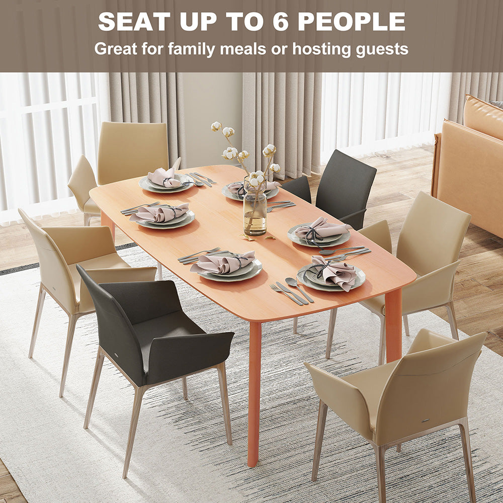 Pine Wood Dining Table For 6 Rustic Rectangular Kitchen Table Solid Wood With Large Table Top Non-slip Foot Pads For Dining Room