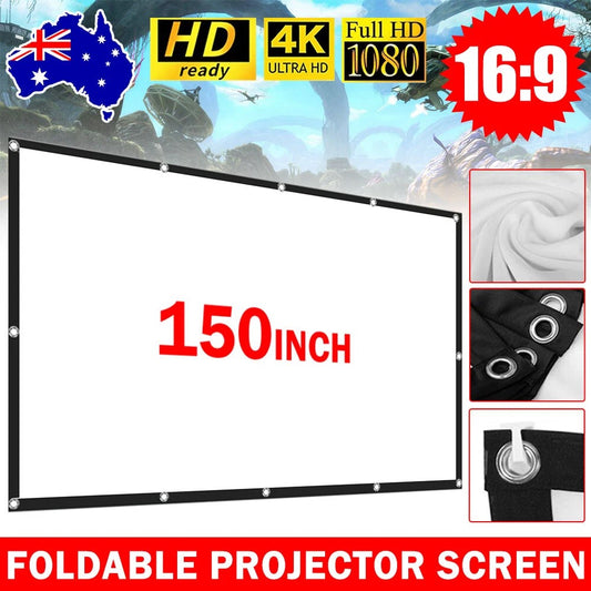Outdoor Home 3D 4K HD Movie Cinema 150 Foldable Projector Screen 16 9 Portable