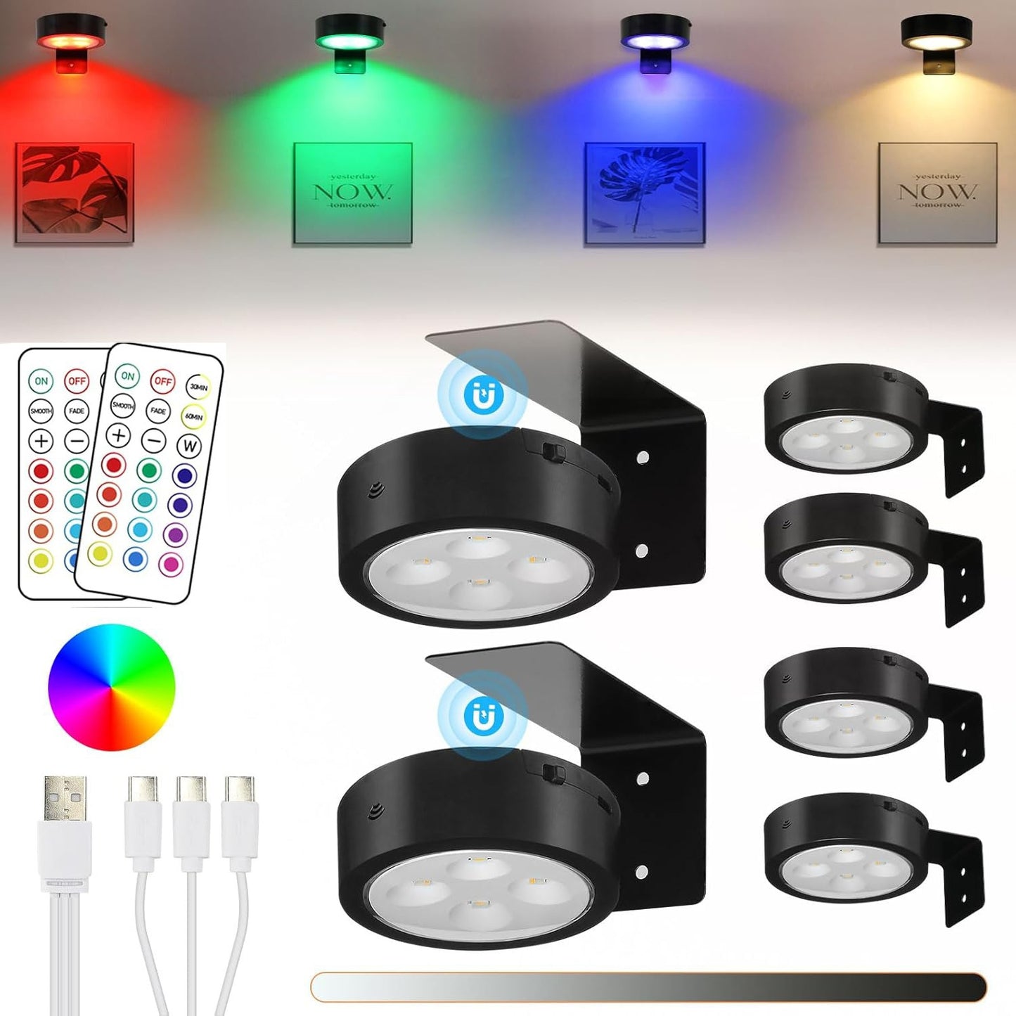 Color-Adjustable RGB Wardrobe Charging Remote-Controlled Night Light