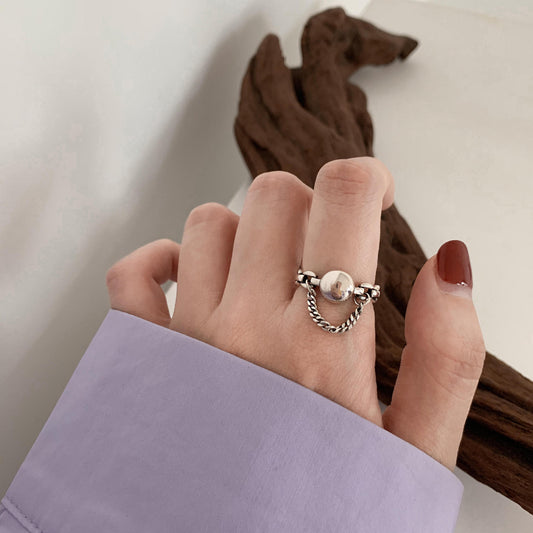 Korean Style 925 Silver Minimalist Vintage Rings For Women
