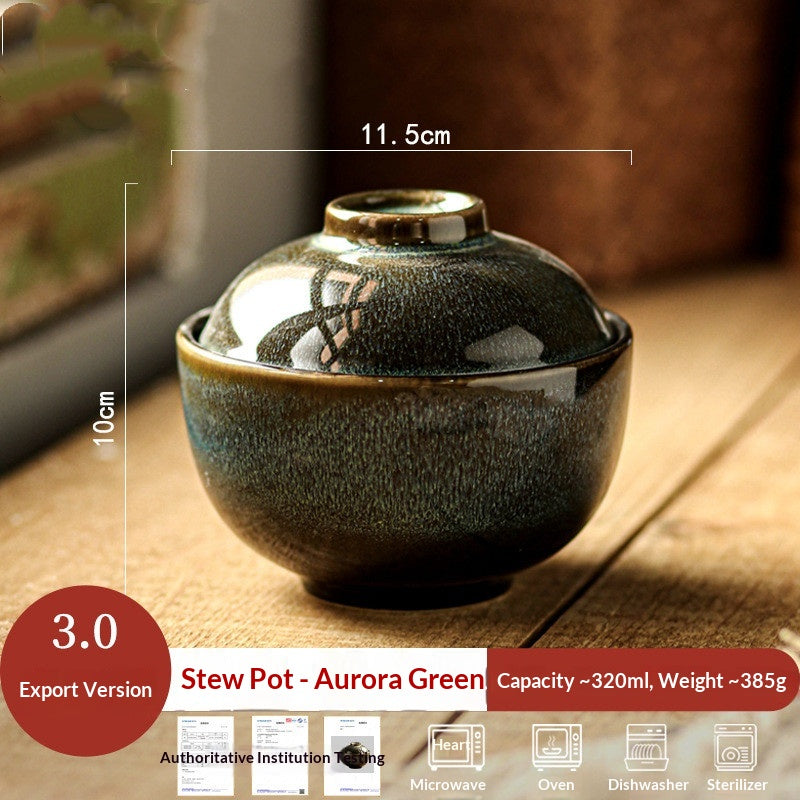 Stewing Pot For Water Bath Cooking Household Ceramic Dessert Bowl With Lid