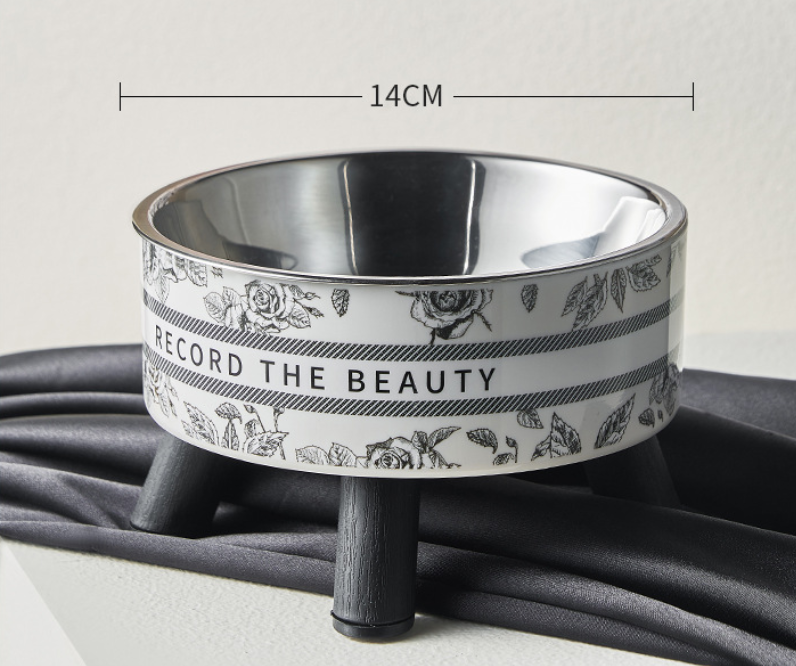 New Product Pet Stainless Steel Feeding Bowl With Neck Protection, High-legged, Anti-slip And Anti-tip Pet Bowl