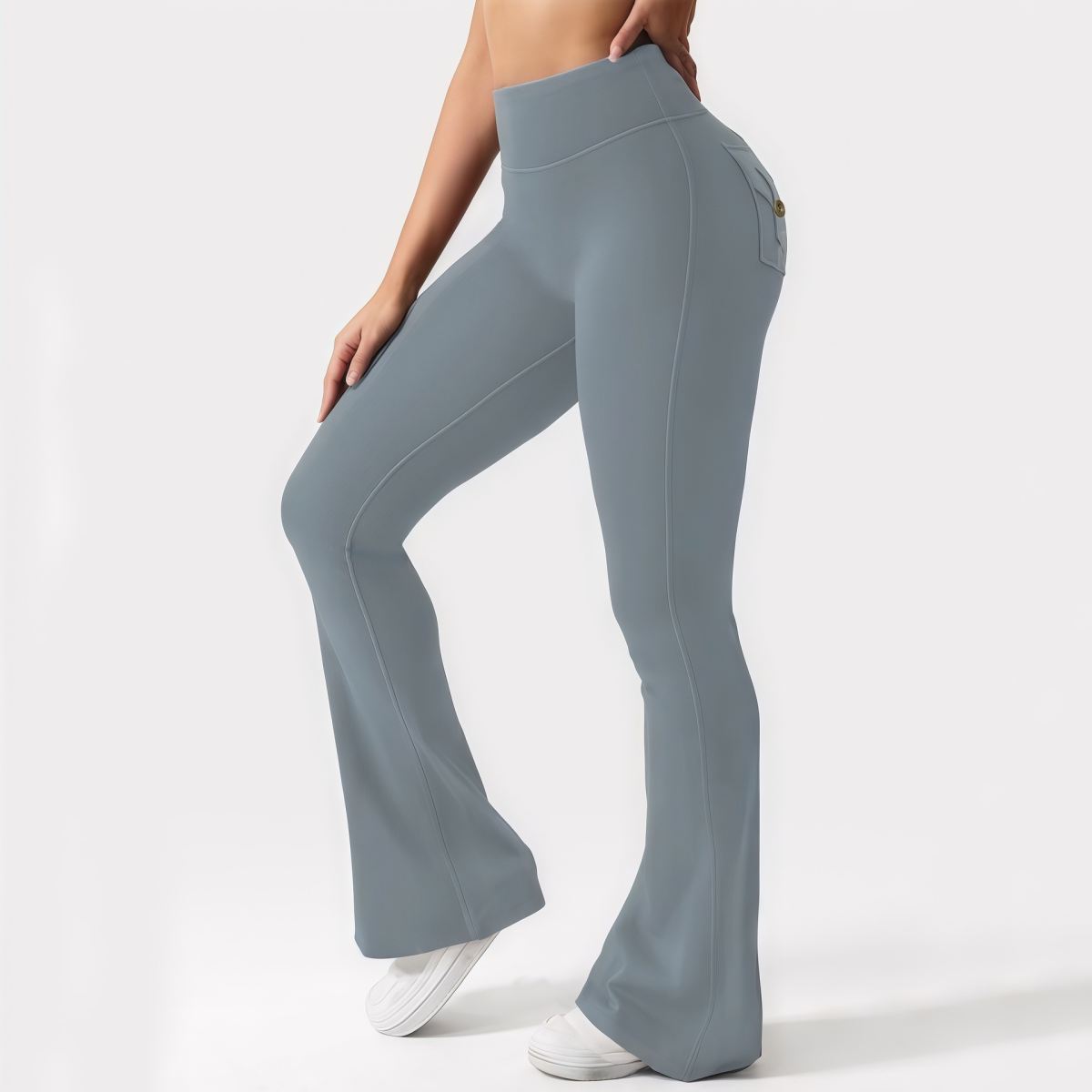 Workwear-pocket Yoga Flare Pants Hip-lifting Workout Leggings