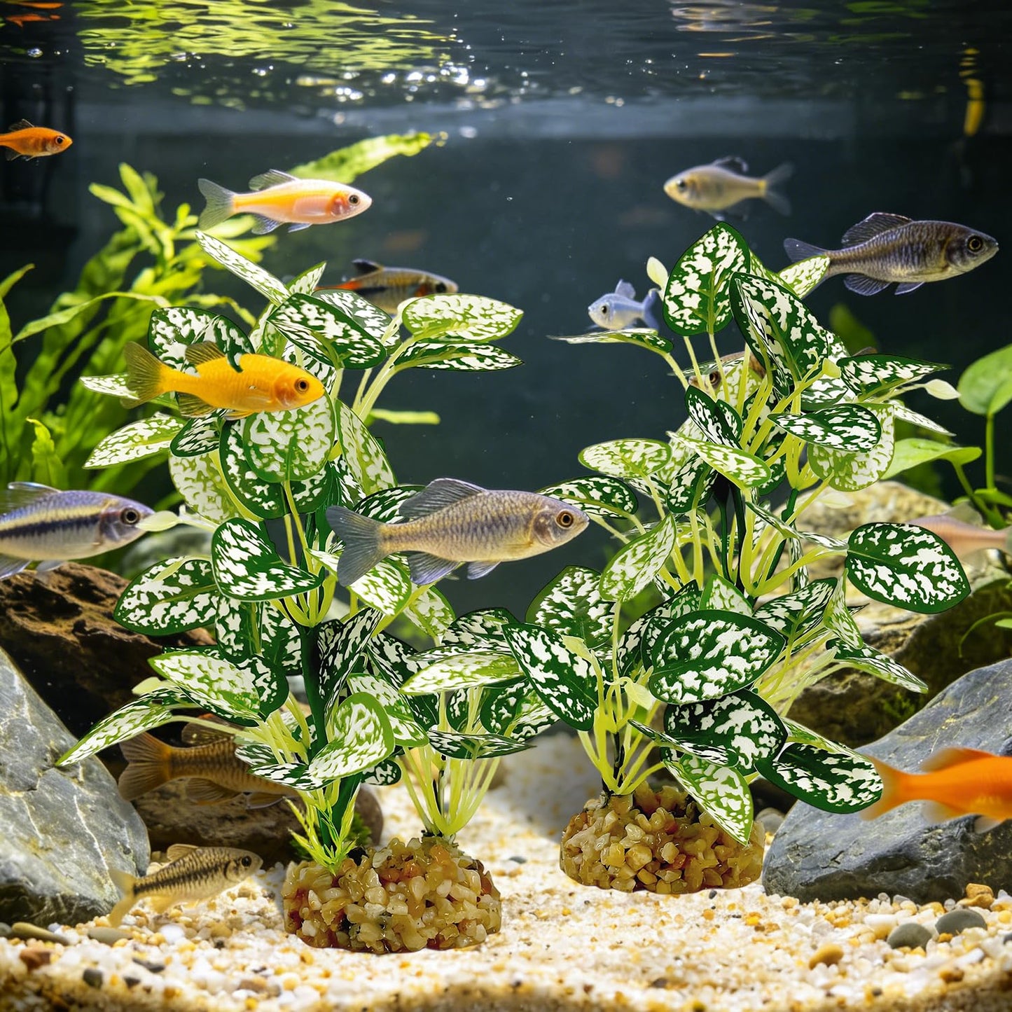 Silk Aquarium Plants 2-Pack, 8.6-inch Artificial Aquarium Silk Plants -  Simulated Fish Habitat Decor, Safe Silk Plants For Aquariums Fish Fishbowl