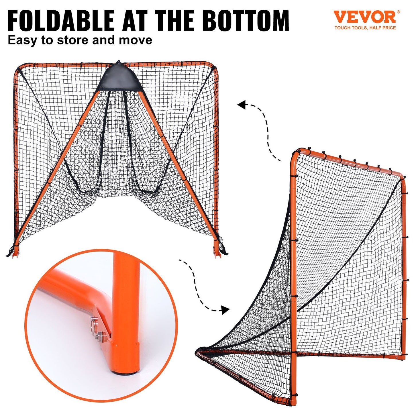 Lacrosse Goal, 6' X 6' Lacrosse Net, Folding Portable Backyard Lacrosse Training Equipment, Steel Frame Training Net, Quick & Easy Setup Lacrosse Goal, Perfect For Youth Adult Training, Orange