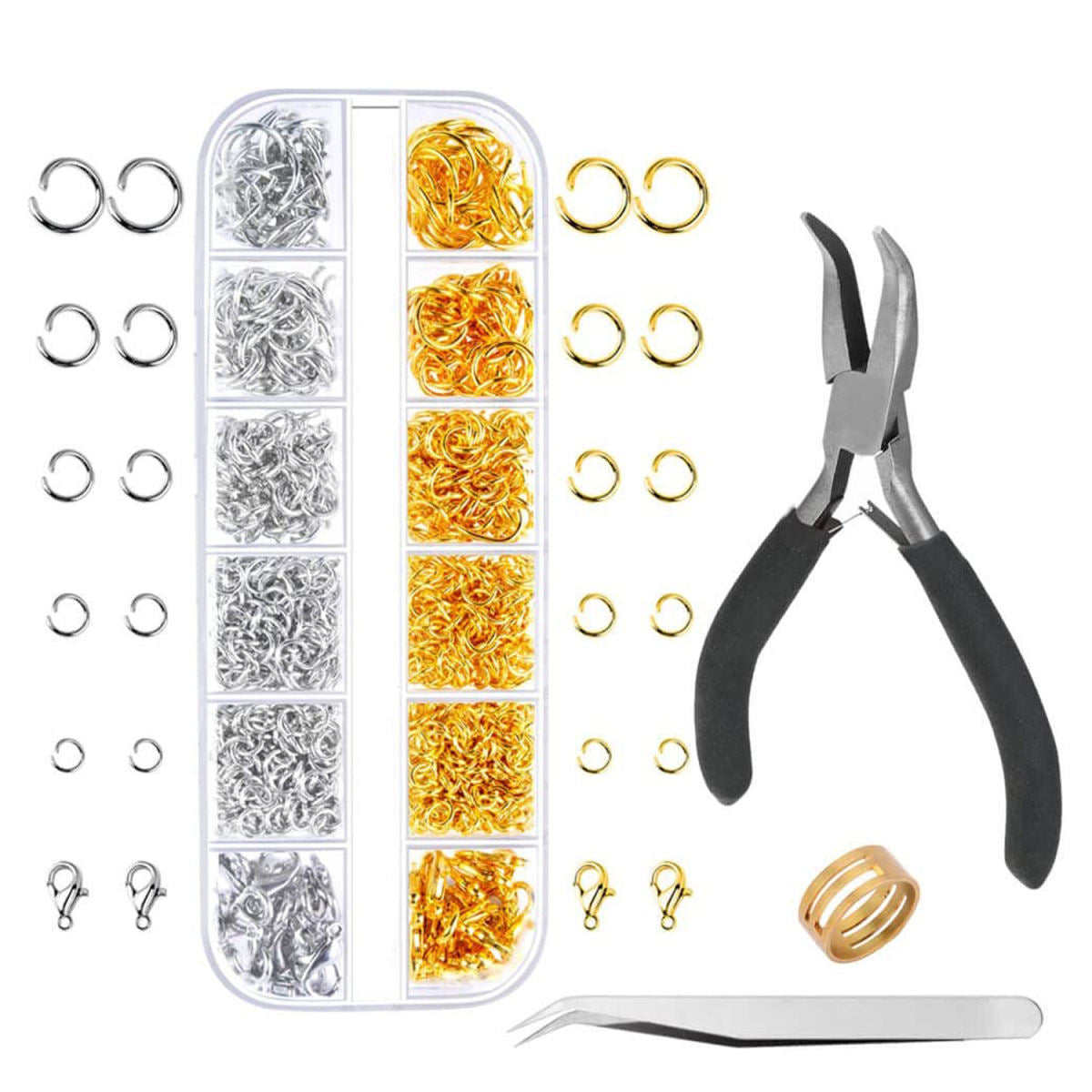12 Grid Ornament Accessories Combination Suit Opening Connection Ring Lobster Buckle Manual Pliers With Ring Ring