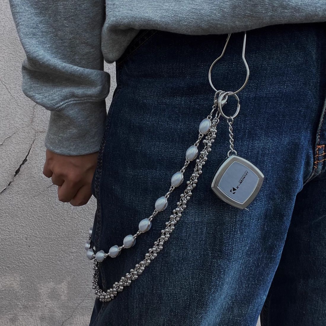 Metal Pearl Waist Chain Men's Accessories Phants Zipper