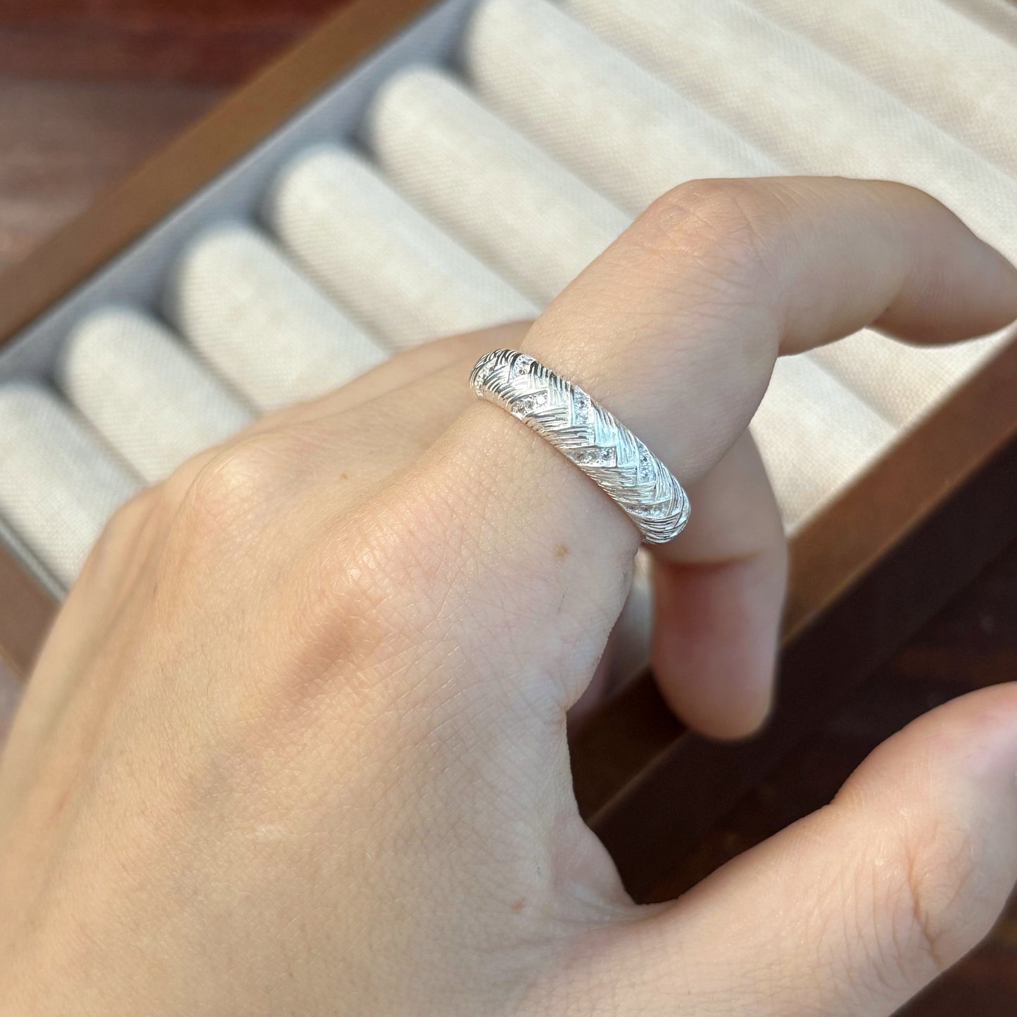 1pc 999 Sterling Silver Woven Pattern Open Ring, Retro & Textured Style, Perfect For Daily, Dating & Gifting, Ideal Valentine's Gift