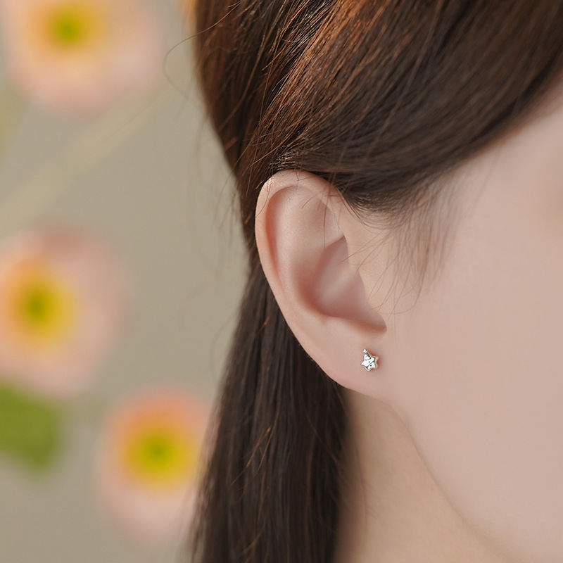 S999 Sterling Silver New-Style Star Stud Earrings