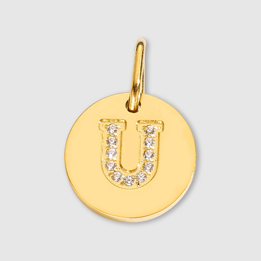Diamond-Encrusted Jewelry Accessories Stainless Steel Letter Pendant