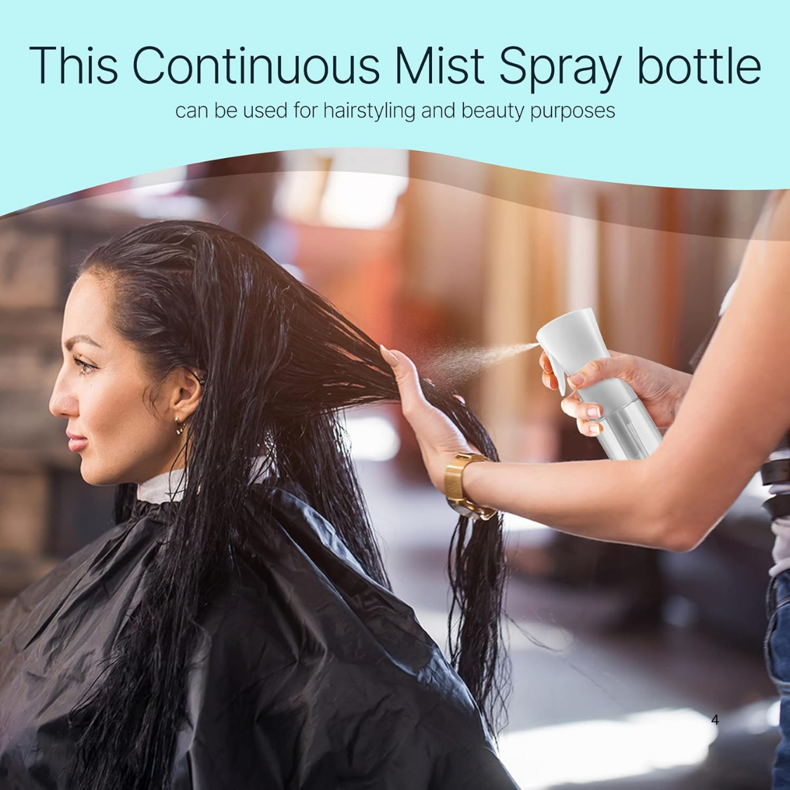 Spray Bottle For Hair Continuous Mister Spray Bottle For Hairstyling, Cleaning, Plants, Pets, Barbers, Salons, Essential Oil Scents