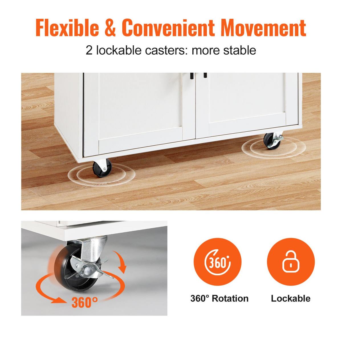 Kitchen Island Cart With Solid Wood Top, Mobile Carts With Storage Cabinet, Rolling Kitchen Table With Spice Rack, Towel Rack, Drop Leaf And Drawer, Portable Islands On Wheels, White