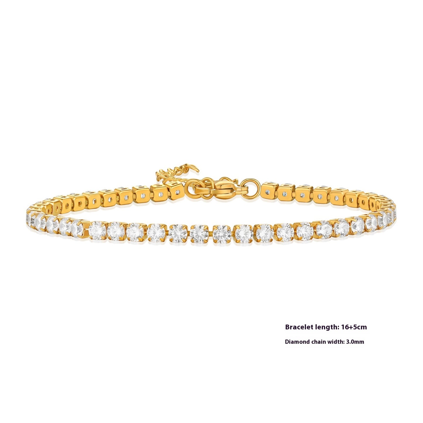 Stainless Steel Diamond Claw Chain K Gold Zircon Bracelet