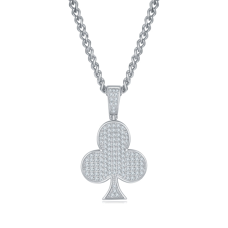 S925 Sterling Silver 120pcs D Color VVS1 Moissanite Club Pendant 5g No Chain Platinum Plated GRA Certified Gift Box