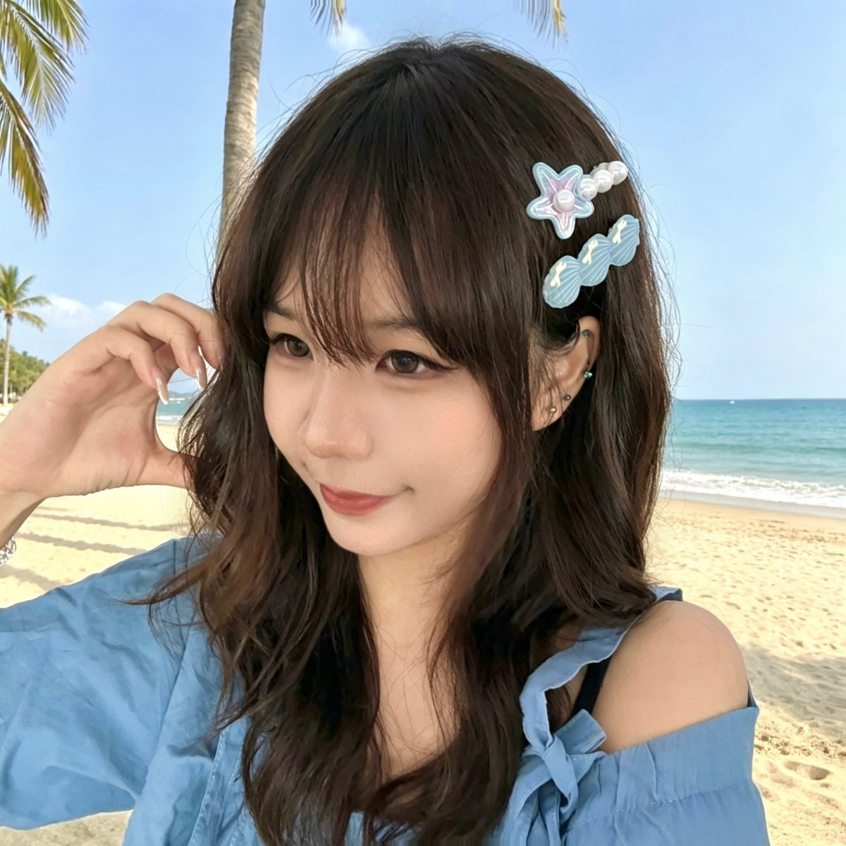 Beach Resort Style Acrylic Shell Conch Hair Clip Set
