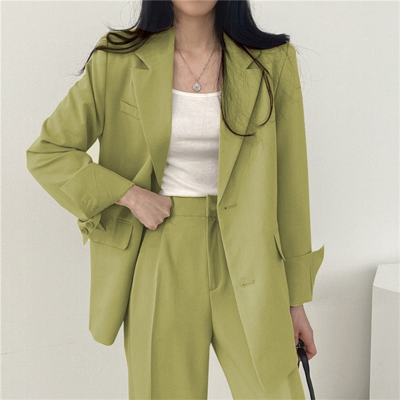 Womens Solid-color Loose-fitting Korean-style Versatile Blazer