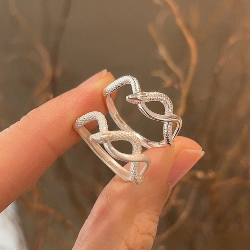 1pc 999 Sterling Silver Matte Snake Open Ring, Minimalist & Edgy, Perfect For Daily, Dating & Gifting, Ideal Valentine's Gift
