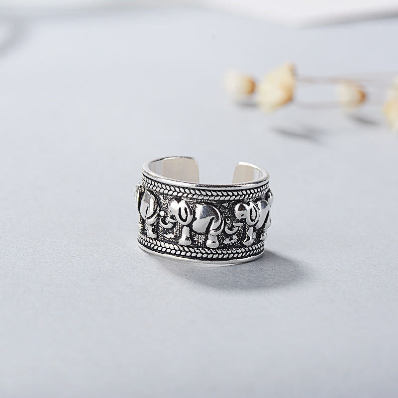 Japanese-Korean Retro Ethnic Style Wide Elephant Retro Ring