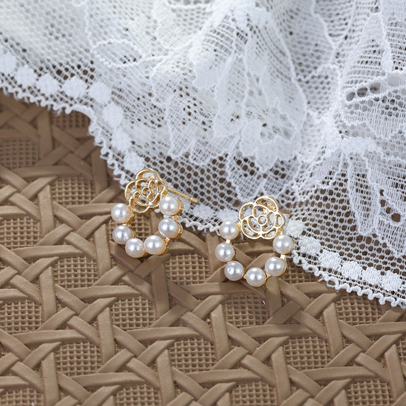 Vintage Pearl Earrings For Women French Retro Style Stud Earrings Korean Elegant Luxury Jewelry