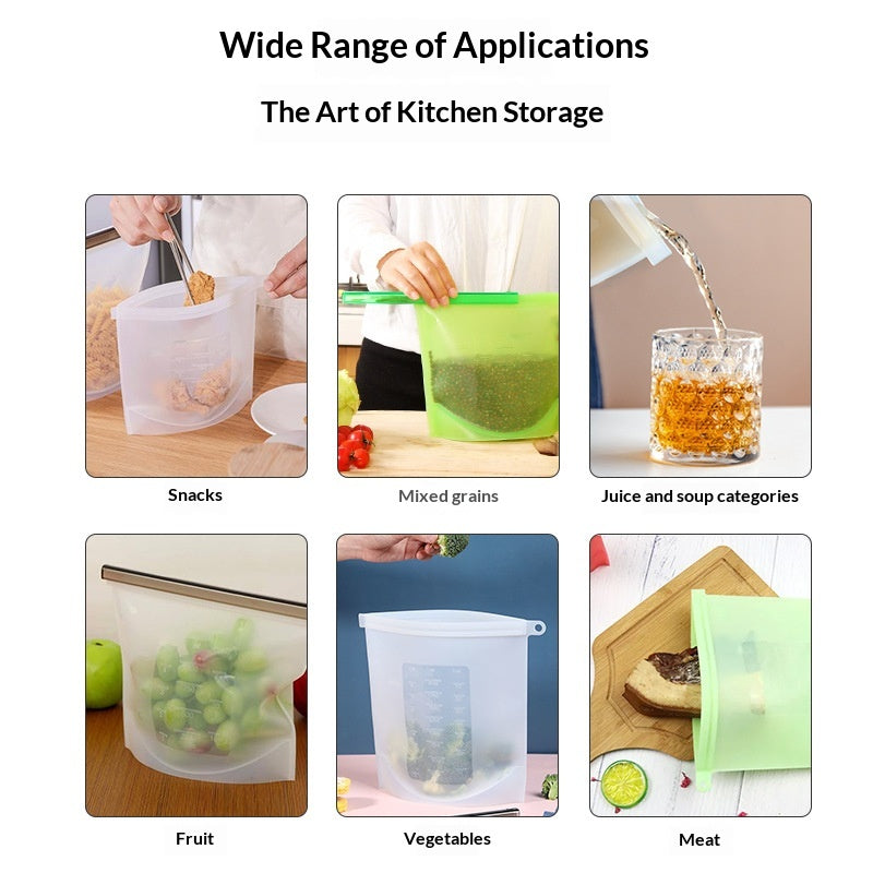 Silicone Fresh-Keeping Bags Food-Grade Sealed Bags Household Container Kitchen Food Storage Bags