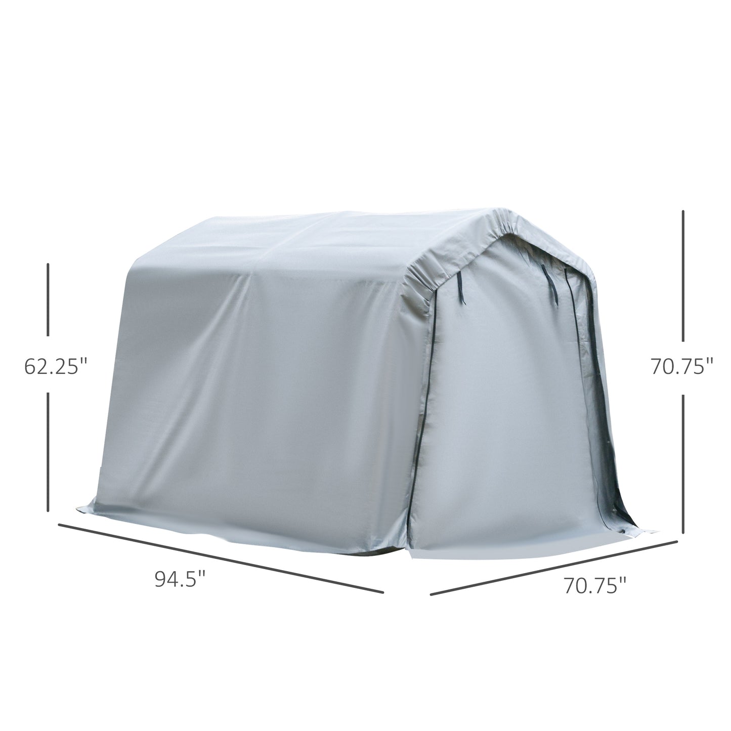 6 x 8 Carport Portable Garage, Heavy Duty Storage Tent, Patio Storage Shelter w/ Anti-UV PE Cover and Double Zipper Doors, for Motorcycle Bike Garden Tools, Light Gray