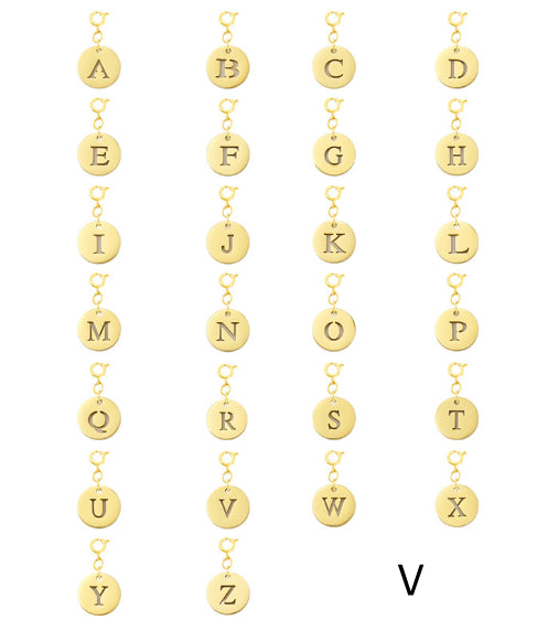 Titanium Steel Bracelet And Necklace Accessories 26-letter Charm Pendants Hand-polished In Gold