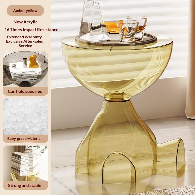 Transparent Floor-to-ceiling Teddy Bear Sofa Living Room Mobile Bedside Table Small Internet-famous Coffee Table