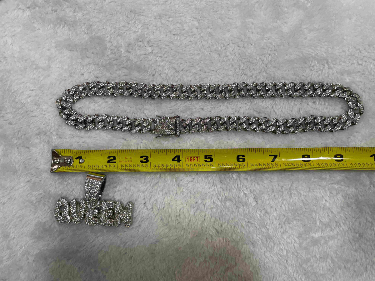 Fashion Hip-hop Accessories Men's Chilled Moissanite Custom Design Letter Letter Cuban Chain Pendant Necklace
