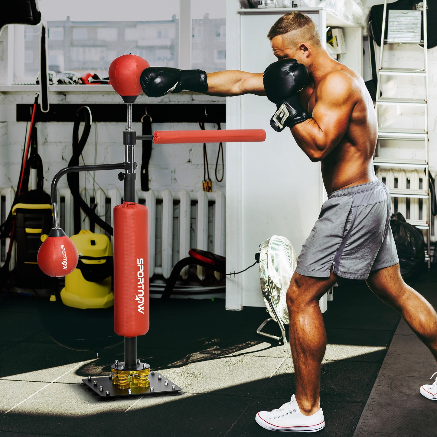 4.6-6.7 Speed Bag Boxing Bag Stand, Reflex Bag Boxing Training Equipment, Speed Punching Bag, Red