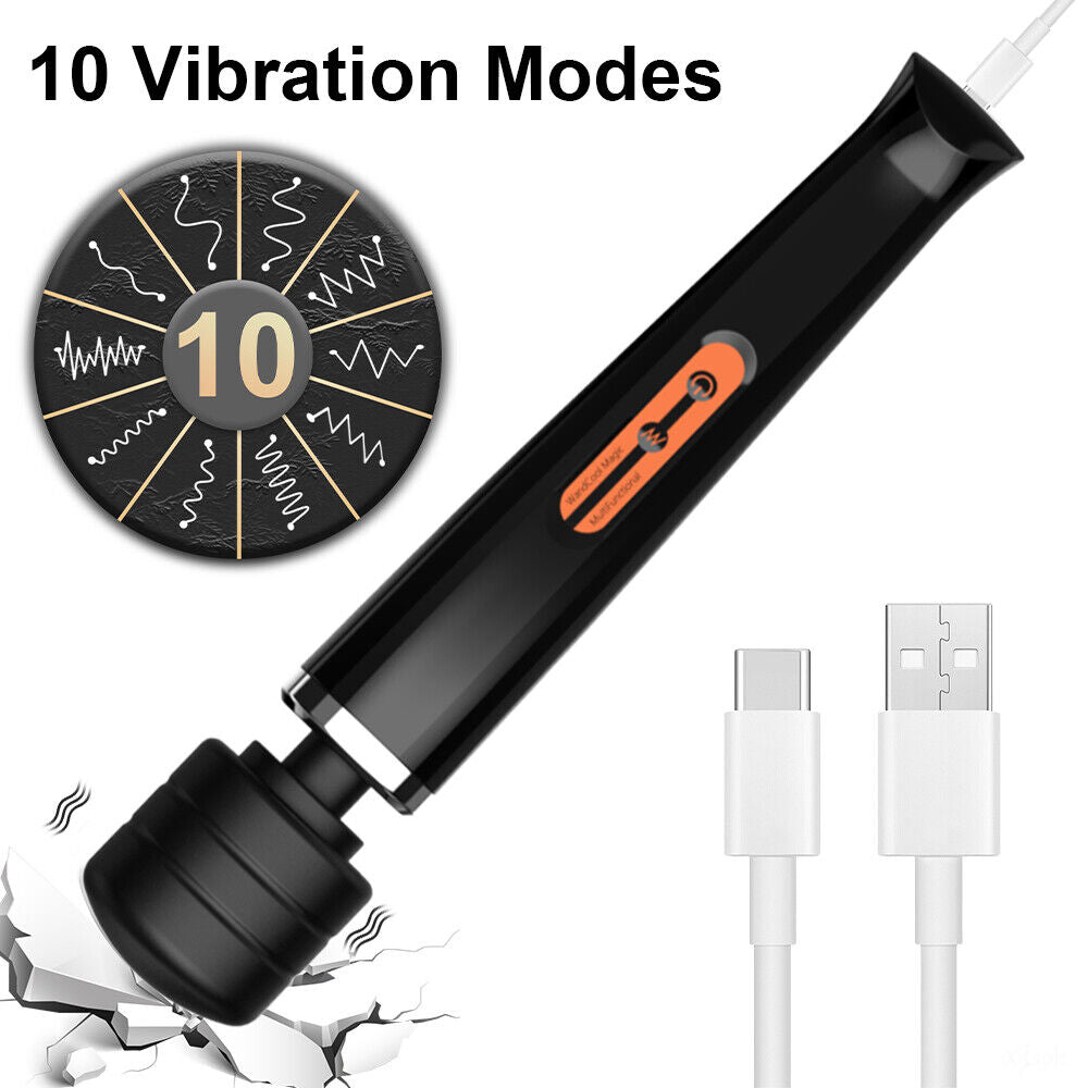 Body Wand Vibrating Massager USB Rechargeable 10 Modes Speed Pleasure Stick