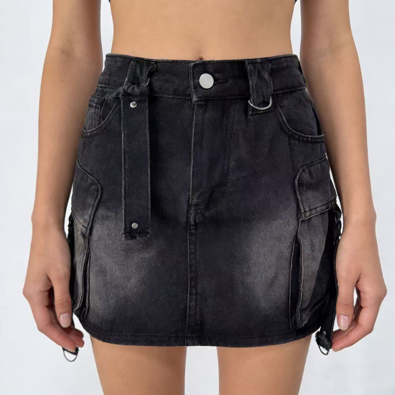 New Summer Korean-style Denim Skirt With Large Pockets