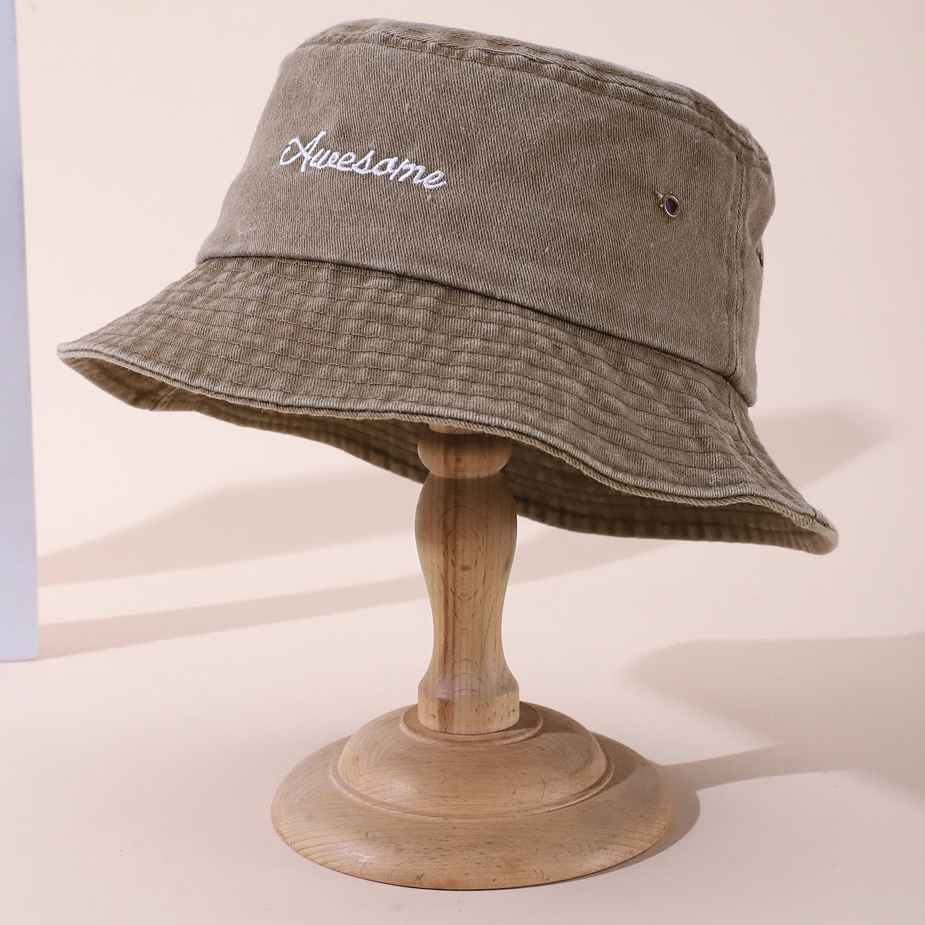 Solid-color Artistic Font Embroidered Washed Denim Casual And Versatile Wide-brimmed Fisherman Hat Suitable For Outdoor Activities And Fishing