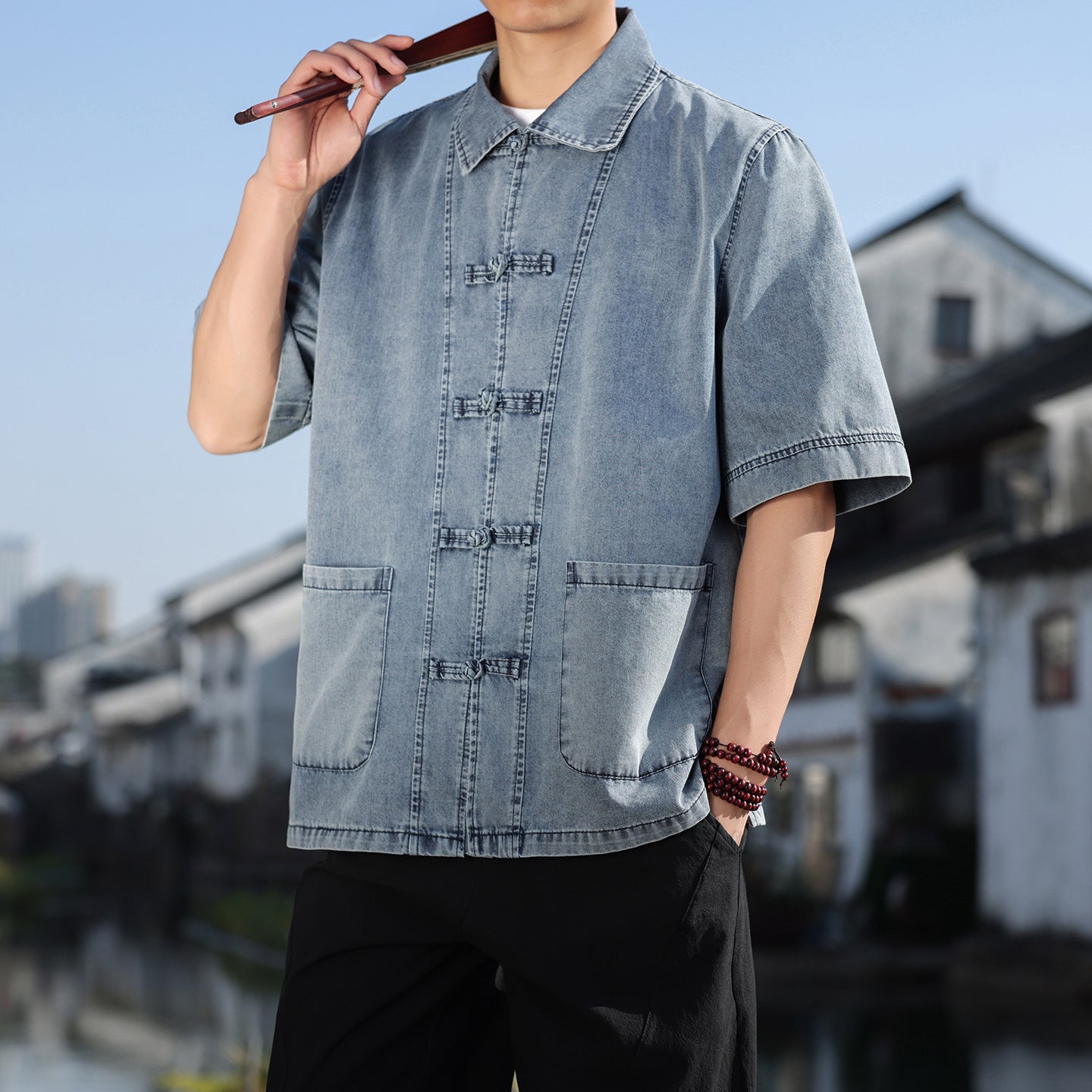 Chinese-style Mens Casual Loose-fit Large-size Vintage Fashion
