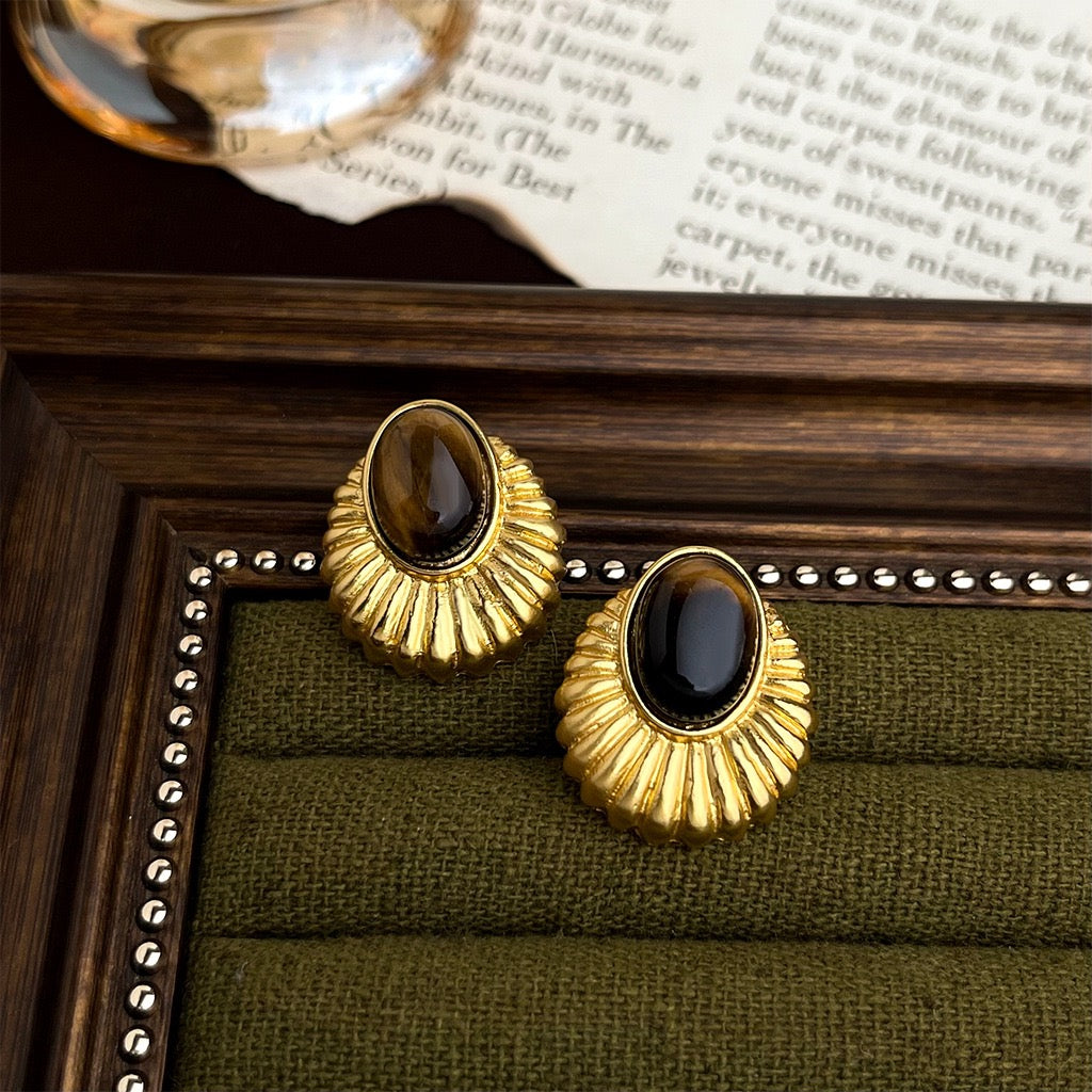 Elegant Vintage Floral Earrings For Women Silver Zircon Stud Earrings Retro Luxury Jewelry Gift