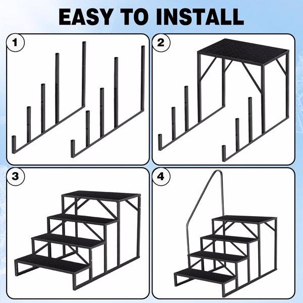 Swimming Pool Ladder Above Ground, RV Steps With Handrail, Heavy Duty Pool Step Hot Tub Steps, 660 Lbs Weight Capacity Camper Step Stool Mobile Home Stair For Getting High