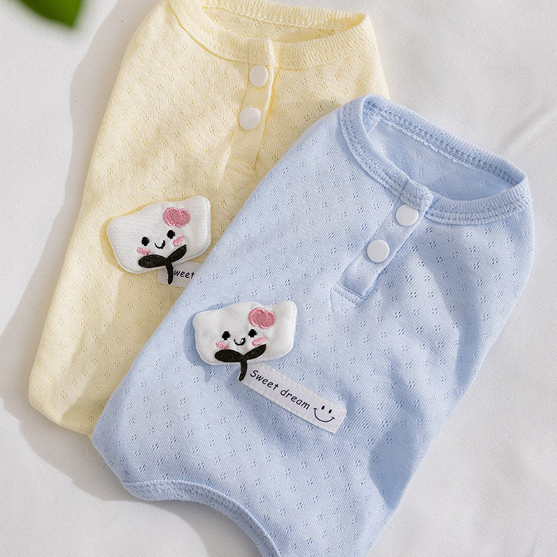 Spring And Summer Dogs, Small And Medium-sized Dogs, Simple And Fashionable Fabric Label Baby Belly Clothes, Cat Four-legged Air-conditioned Suits, Pet Clothes