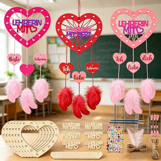 Dreamcatcher Gift For Teachers - Craft Kit With A Pointed Brush And 6 Wooden Discs For Party Decorations