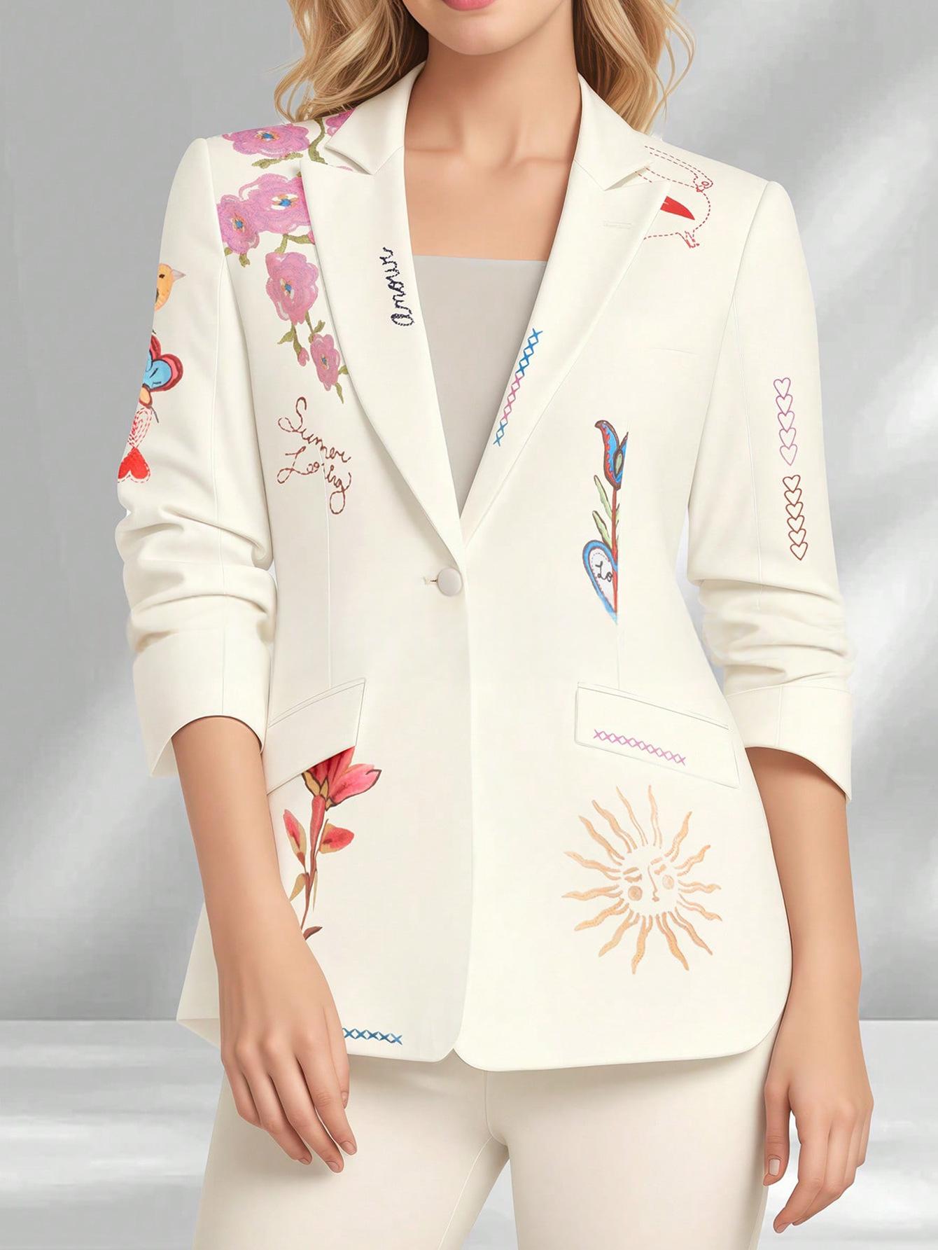 New Stylish Womens Tailored Blazer With A Lapel Western-style Long Sleeves